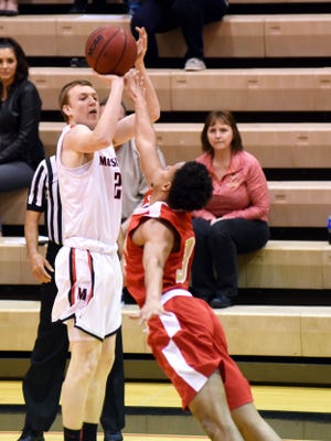 Muskingum sophomore Marcus Dempsey plays against Otterbein last season. The sophomore from Tri-Valley broke a school scoring record on Saturday, pouring in 57 points in a 111-104 loss to Oberlin.
