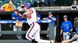 Clemson outfielder Weston Jackson (15) connects on
