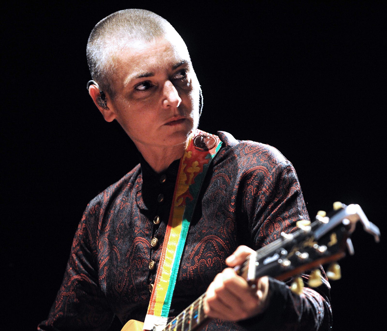 This file photo taken on Aug. 11, 2013, shows   Irish singer Sinead O'Connor performing in Lorient, France, during the Inter-Celtic Festival of Lorient. Sinead O'Connor is safe and 