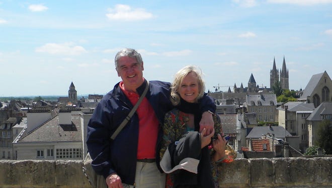 Jim Craft and his wife Peggy at Caen in Normandy.