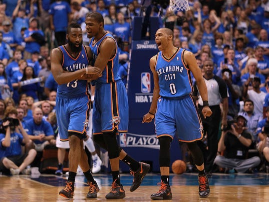 Durant remembers the 'fun times' with Westbrook and Harden on Thunder