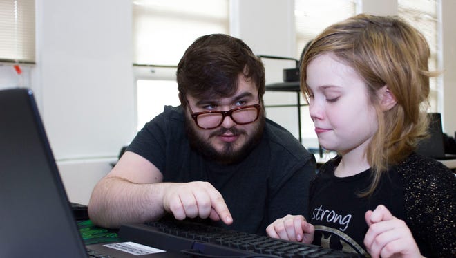 Staunton's Greater Good Gaming teacher Colin Clark with Chloe Boyne. G3 is launching their first summer camp June 25-30 for ages 11-14 years old to teach healthy, productive and charitable gaming habits.