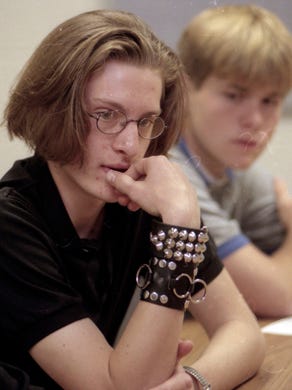 West High School sophomore Michael Neff in April 1999. "It just makes me really mad when people stereotype way too much when people are just trying to be themselves," said Neff. 