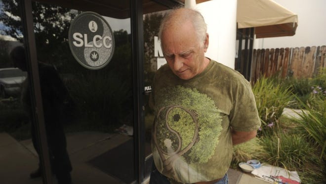 Jeffrey Kroll, president of Shangri La Care Cooperative in Ojai, is shown outside his marijuana collective in October 2015, weeks after it was raided.