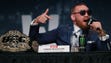 Conor McGregor addresses the media at the UFC 205 press