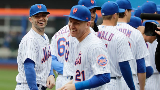 Todd Frazier (21) is announced during pregame cermonies on Opening Day for the New York Mets on Thursday.