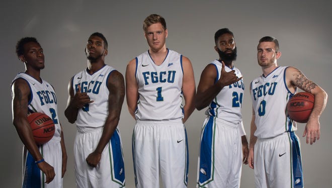 FGCU seniors, from left, Bernard Thompson, Jamail Jones, Nate Hicks, Marcus Blake and Brett Comer lead a deep, versatile roster.