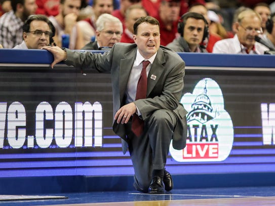 Indiana Hoosiers head coach Archie Miller reacts during