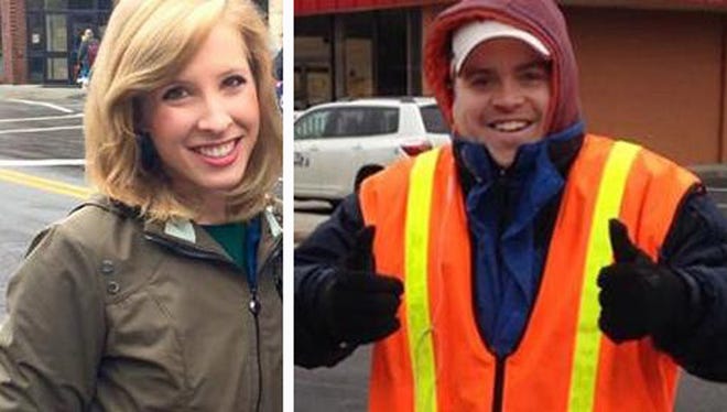 Photos made available by WDBJ-TV shows reporter Alison Parker and cameraman Adam Ward. Parker and Ward were fatally shot during an on-air interview, Wednesday, Aug. 26, 2015, in Moneta, Va.