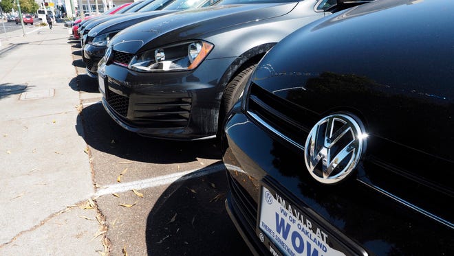 A Volkswagen dealership in Oakland. Dealers face lower sales in the  wake of a scandal triggered by revelations that it manipulated its emissions tests in the United States.
