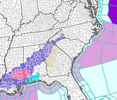 The National Weather Service has issued a winter weather advisory for a stretch of the South that includes Atlanta.