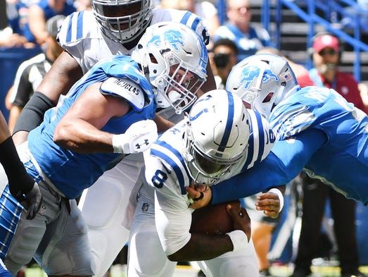 Lions Alex Barrett and Paul Worrilow slam Colts quarterback