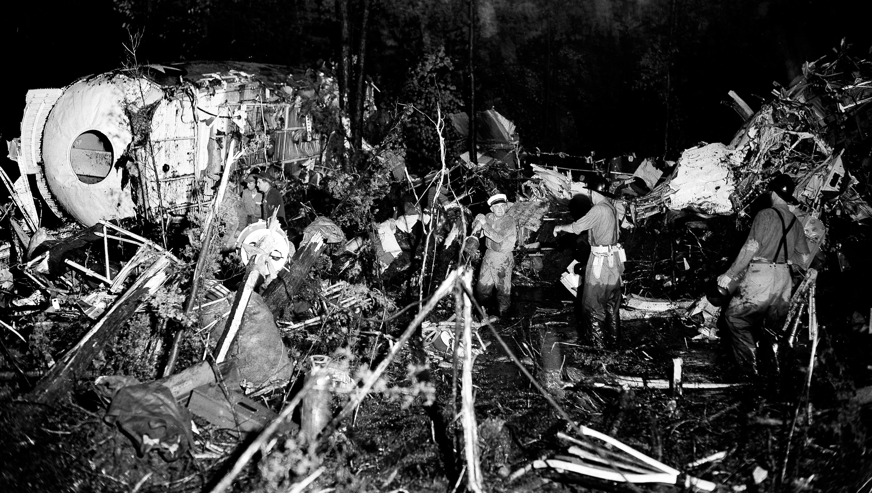 A military transport plane crashes at Fort Dix, July 13, 1956 ...