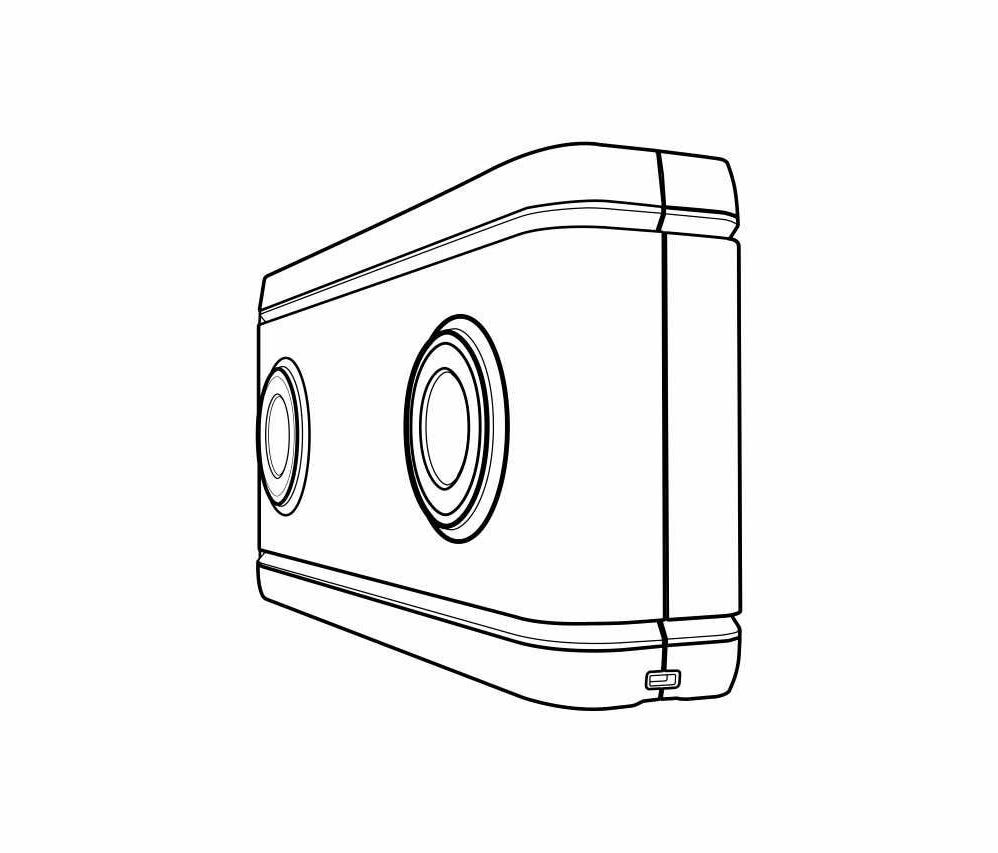 Artist rendering of Lenovo's new dual lens 180 virtual reality camera, which will be out in December.