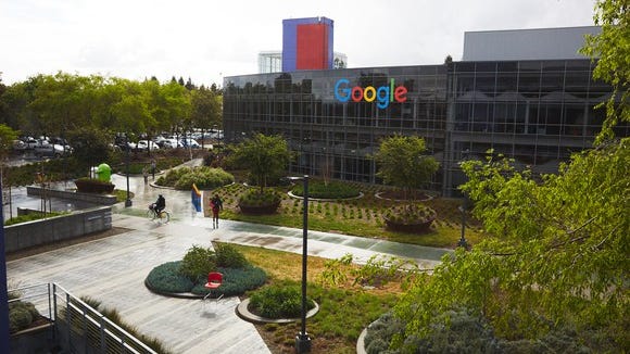 Googleplex office with Google logo on side of building