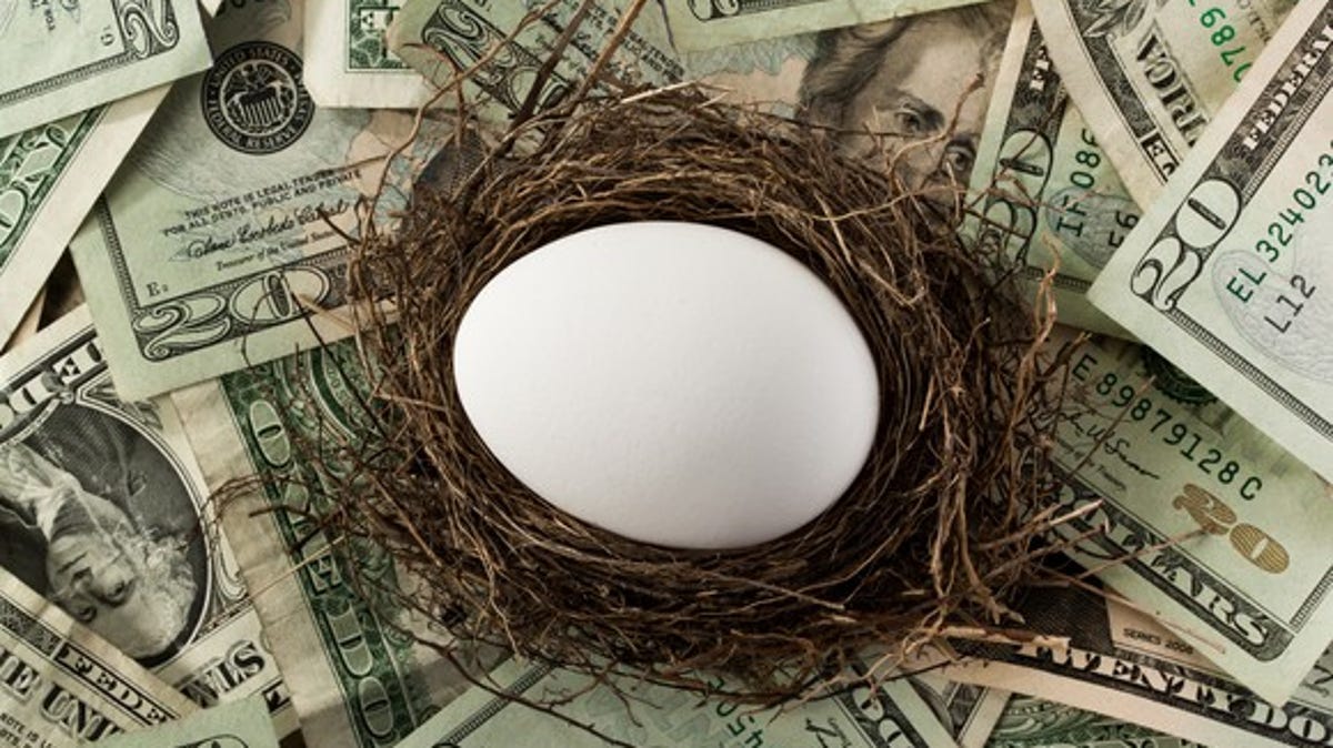 Nest egg sitting on money