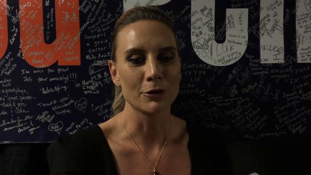 Penny Taylor speaks after her number is retired by Phoenix Mercury