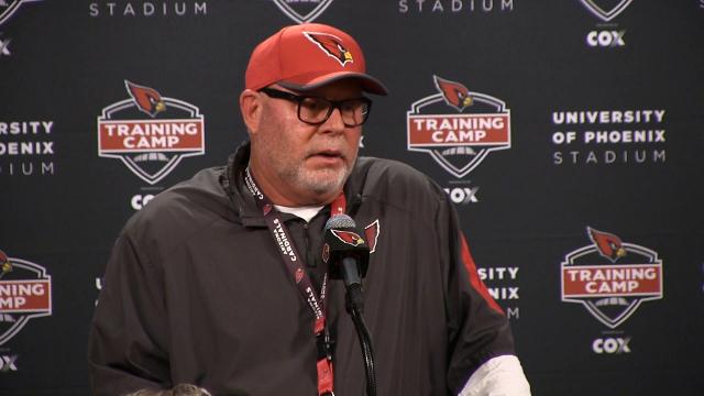 Arizona Cardinals head coach Bruce Arians comments at training camp on Monday.