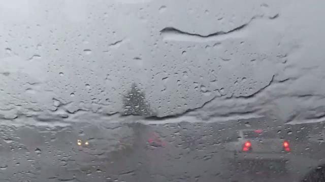 Driving in rainstorm in north Phoenix