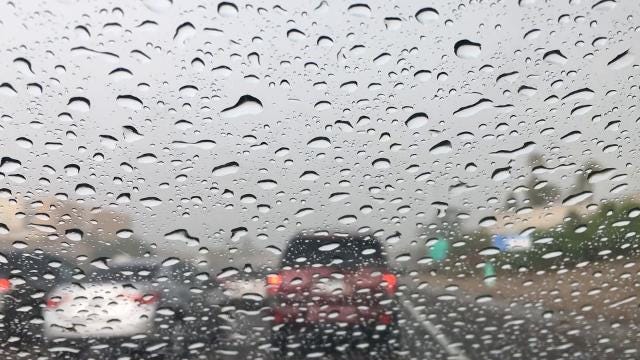 Heavy rain in downtown Phoenix
