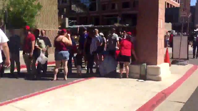 Trump supporters lined up outside the Phoenix Convention Center