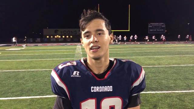 Coronado running back Alexis Mendez on his team’s first win