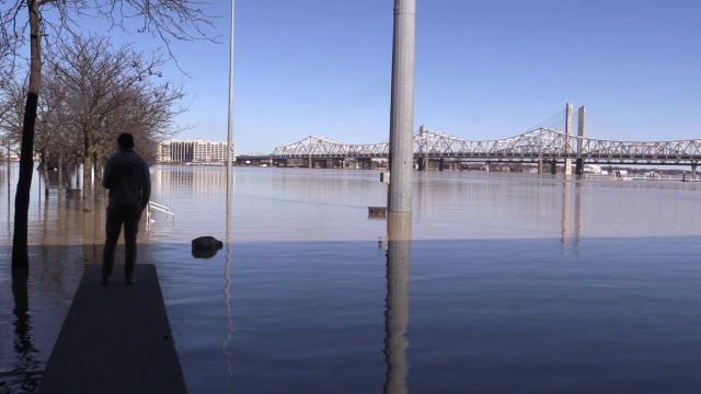 Flood damage along waterfront park