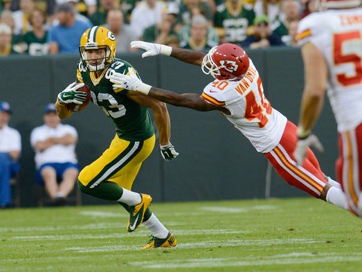 Green Bay Packers receiver Jeff Janis catches a pass