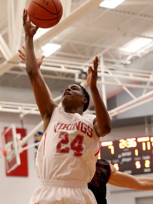 Princeton's Darweshi Hunter drives to the basket.