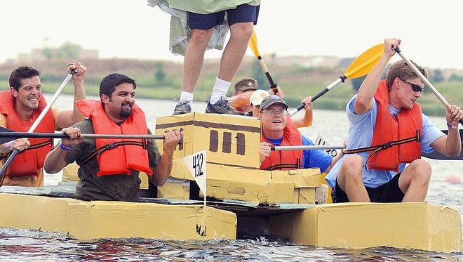 More than 30 boats are expected at Saturday's Crazy Cardboard Regatta at Voice of America Park. Pictured is one of vessels from the 2014 race.