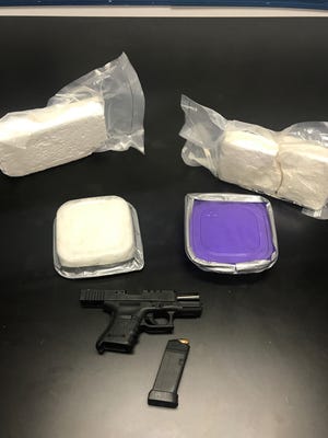 Items seized by Muncie Police Department during a traffic stop on Thursday.