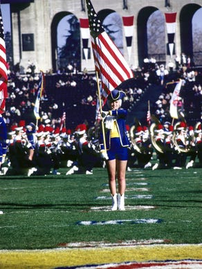 Super Bowl I: The Arizona symphonic marching band performs prior to the start of Super Bowl I between the Kansas City Chiefs and the Green Bay Packers at Memorial Coliseum. Halftime entertainment included University of Arizona symphonic marching band, Grambling State University marching band, Al Hirt, Anaheim High School Drill Team and Javier Saenz.