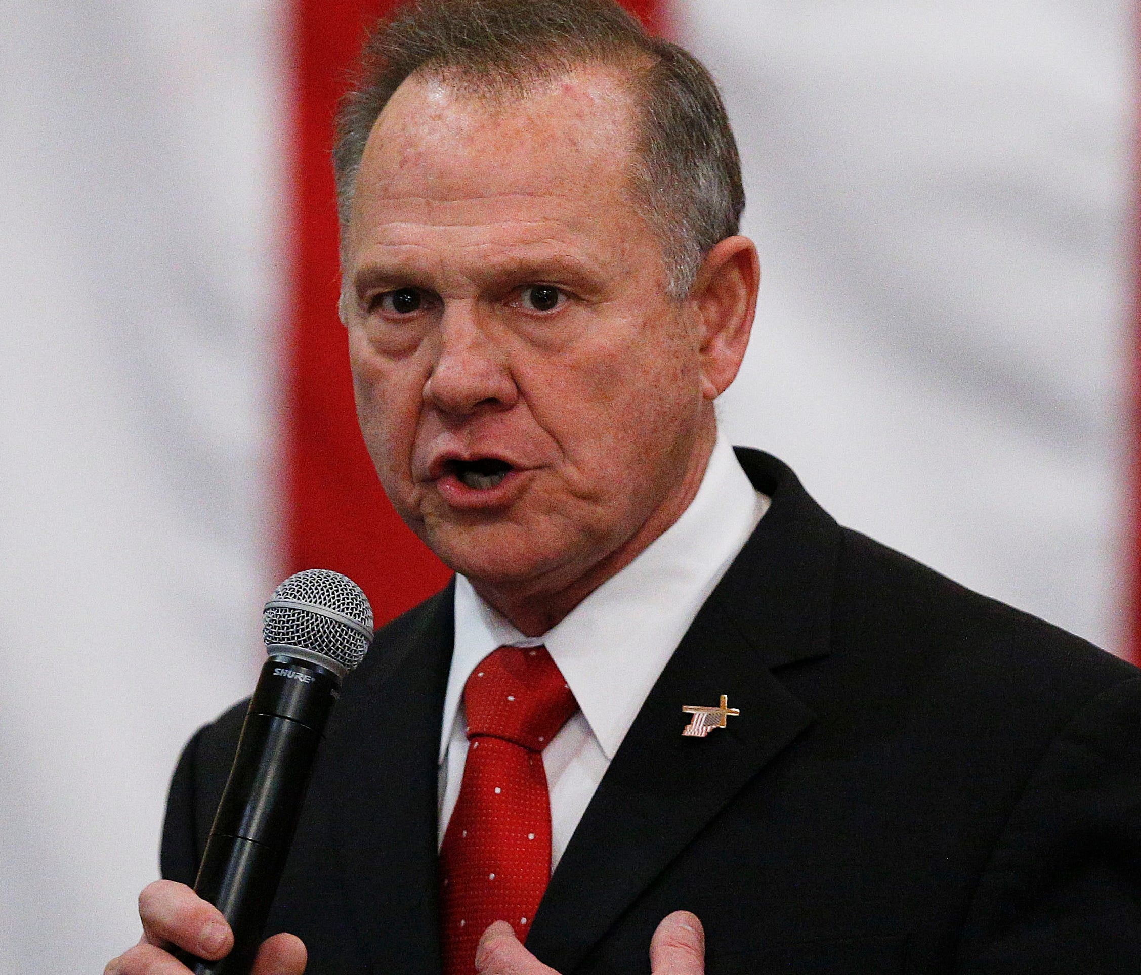 Roy Moore pictured at a campaign rally in Midland City, Ala.