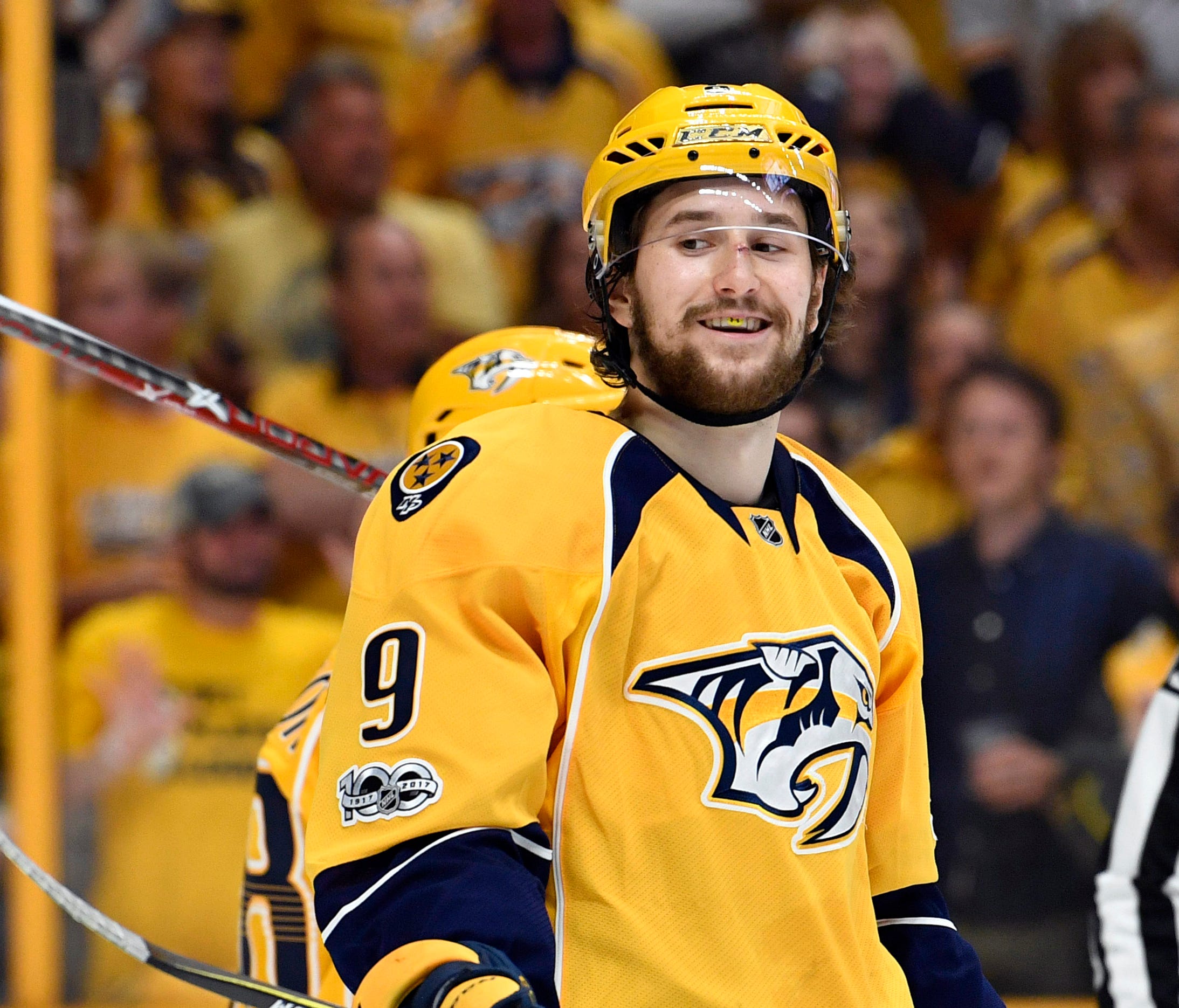 Nashville Predators left wing Filip Forsberg leads the team with 15 points in the playoffs.