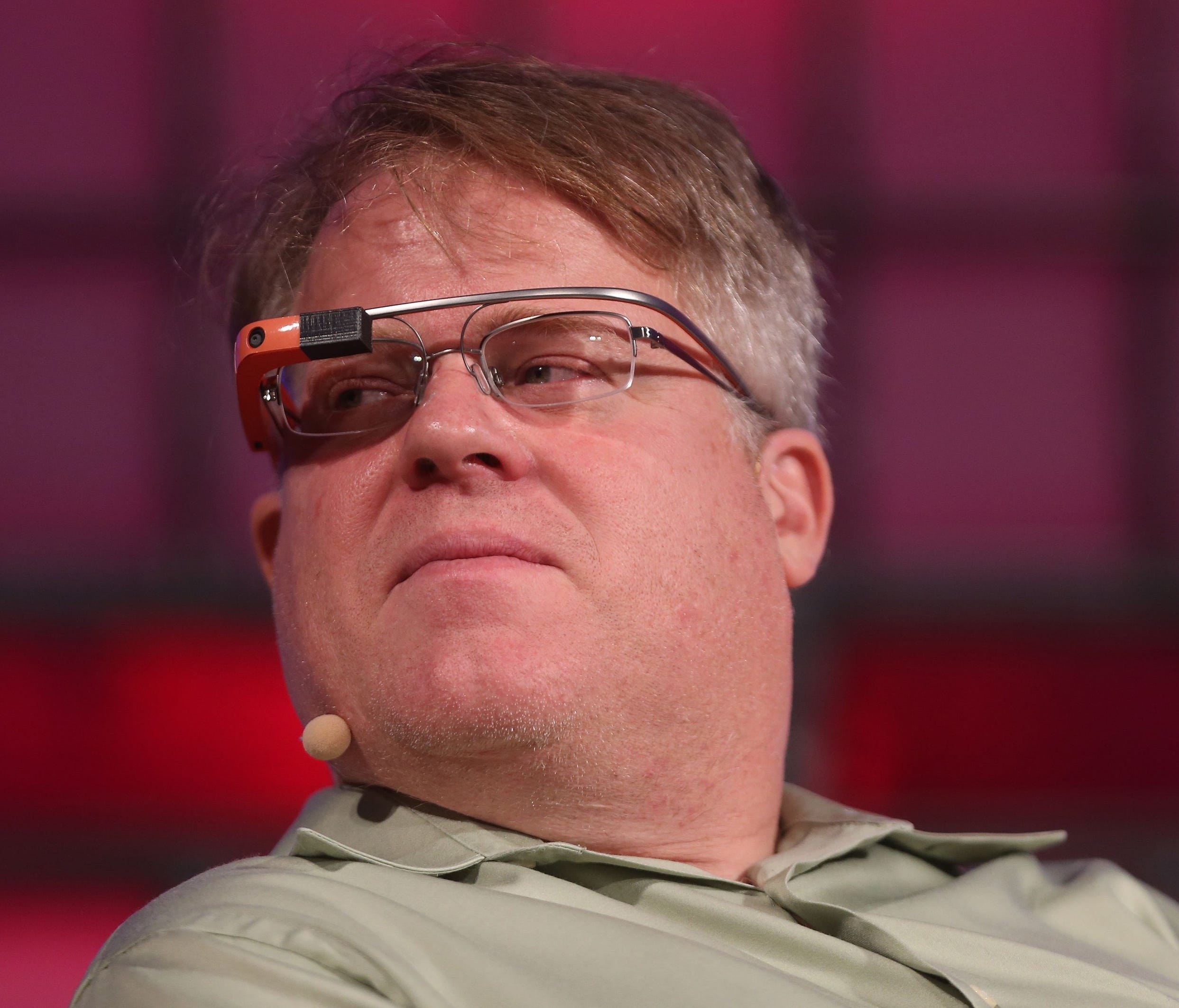 Tech blogger Robert Scoble wears Google Glass at the Dublin web summit. He resigned from Transformation Group after sexual harassment allegations.