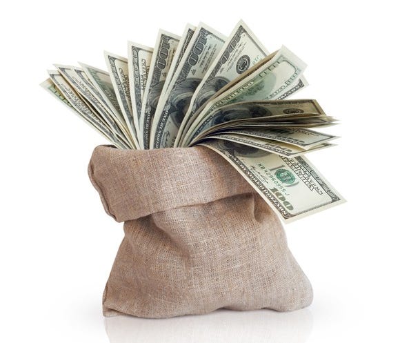 Bag full of 100-dollar bills