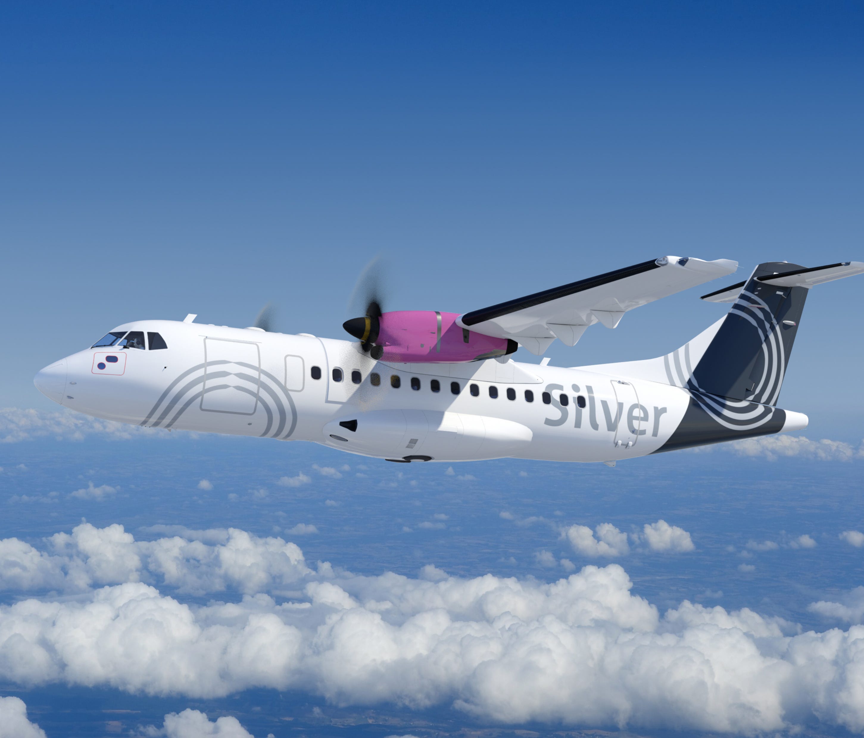 This undated image provided by ATR shows an ATR 42-600 turboprop in the colors of Silver Airways.