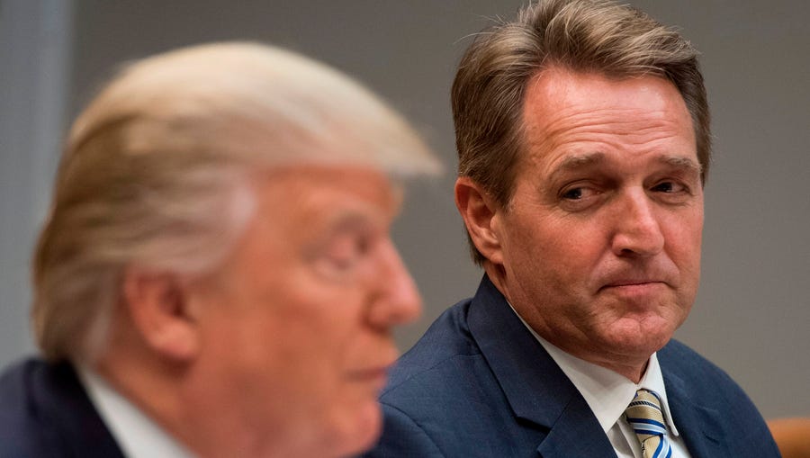 President Trump speaks during a lunch meeting with