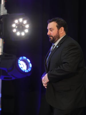 New Detroit Lions head coach Matt Patricia  arrives for a press conference Wednesday, February 7, 2018 at the practice facility in Allen Park.