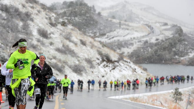 
Racers compete in the 41st Horsetooth Half Marathon on Sunday. Founded in 1973, the Horsetooth Half Marathon is one of the oldest and most popular races in Colorado.

