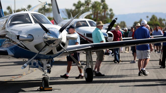 Airplanes were displayed outside at the Palm Springs Convention Center during the Flying Aviation Expo in 2015. The annual aviation conference and expo is set for Oct. 21 to 23.
