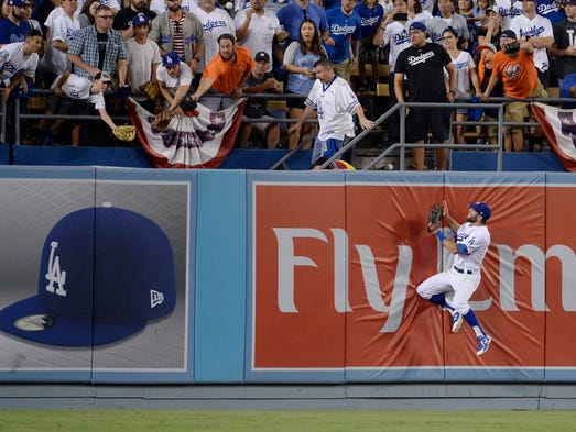 Game 2 at Dodger Stadium: Chris Taylor watches Marwin