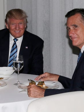 Trump dines with Mitt Romney at Jean Georges Restaurant in New York City on Nov. 29, 2016.