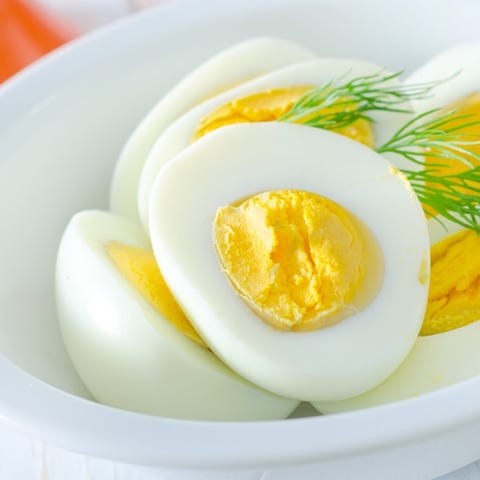 Hard-boiled eggs &nbsp; &nbsp; Fresh raw eggs will