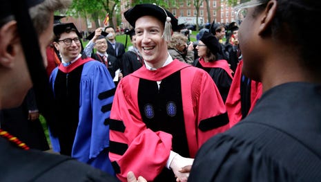 Facebook CEO and Harvard dropout Mark Zuckerberg,...