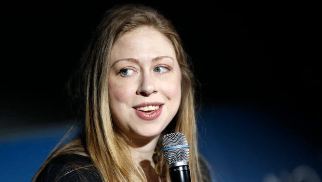 In this June 23 file photo, Chelsea Clinton speaks at the Colorado Museum of Nature and Science in Denver. Clinton announced the birth of her daughter, Charlotte Clinton Mezvinsky, the first grandchild of Bill Clinton and Hillary Clinton, on Saturday.