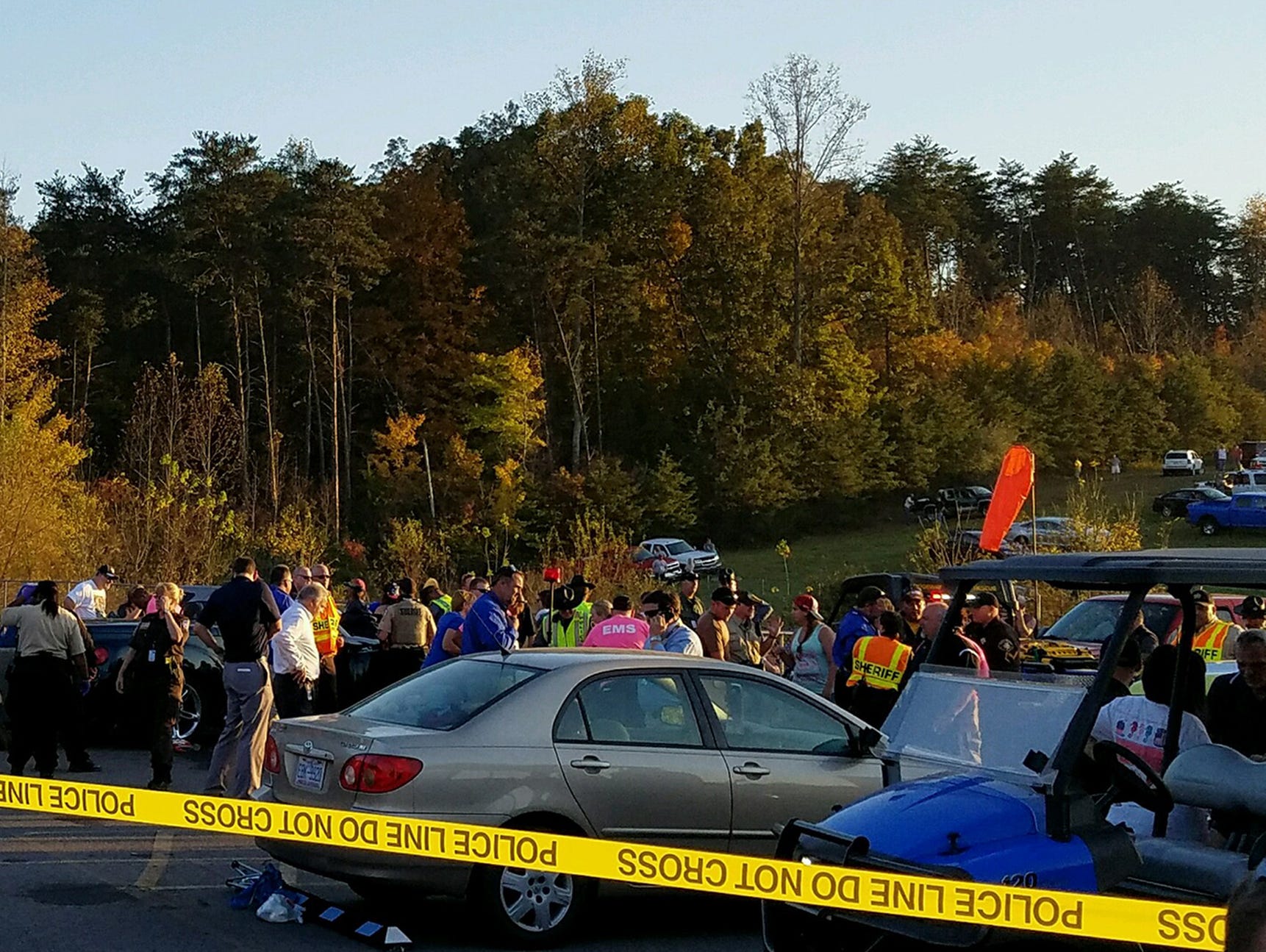 A vehicle struck pedestrians near the helipad at Martinsville Speedway on Sunday.