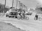 Bicyclist and motorist merge on Monroe Avenue near