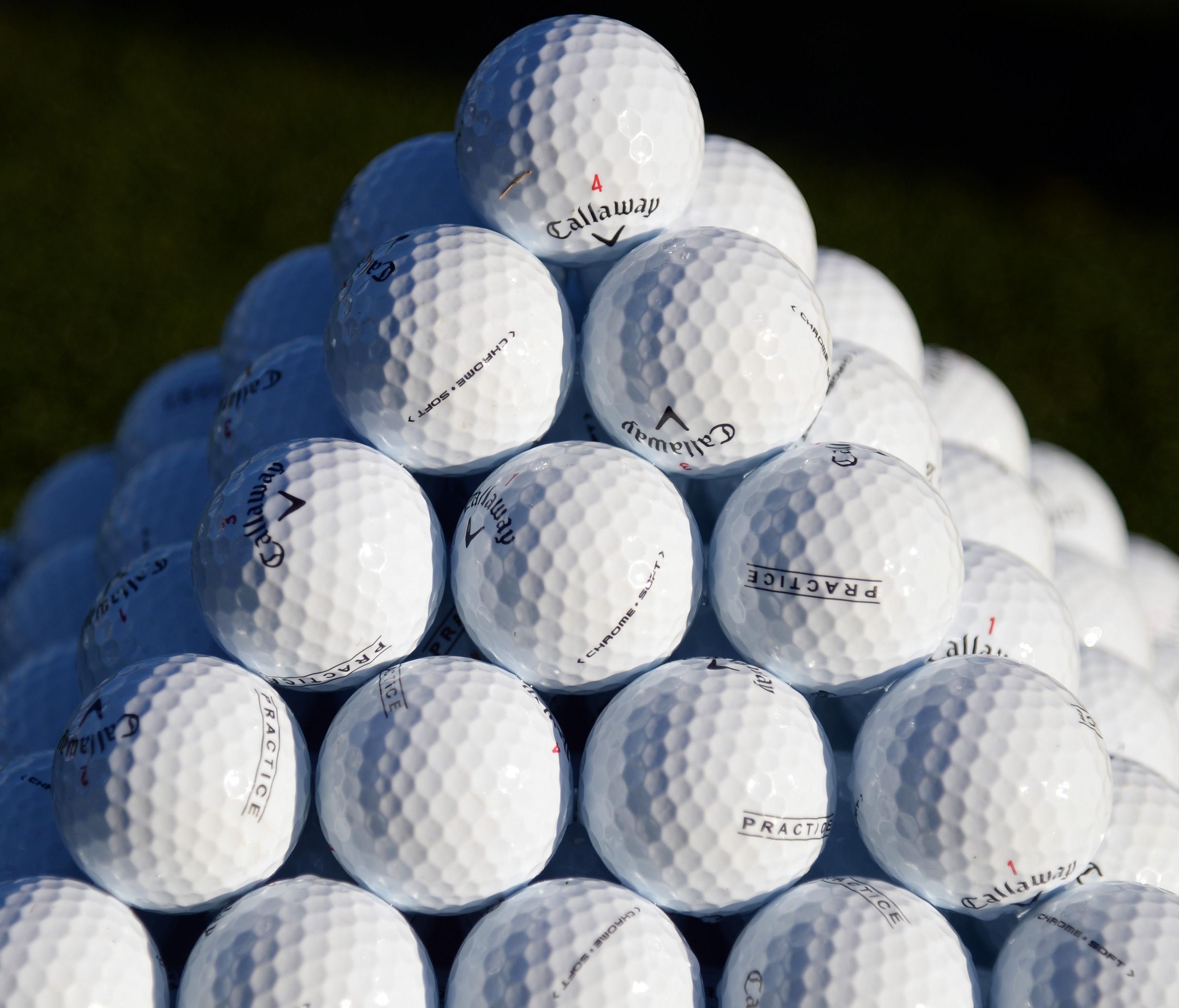 A detailed view of golf balls  stacked  during the third round of the CareerBuilder Challenge on Jan. 21.