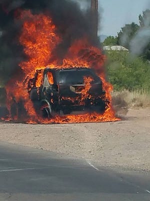 Las Cruces firefighters extinguished a vehicle fire on May 5, 2017, on Holman Road.